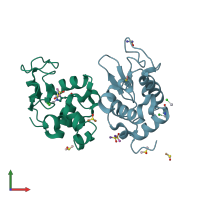 PDB entry 4ddc coloured by chain, front view.