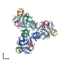 PDB entry 4ddi coloured by chain, front view.