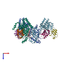PDB entry 4ddi coloured by chain, top view.