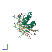 PDB entry 4ddj coloured by chain, side view.