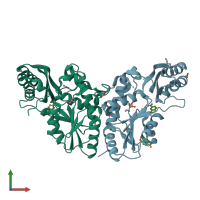 PDB entry 4ddk coloured by chain, front view.