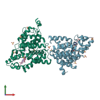 PDB entry 4ddl coloured by chain, front view.