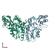 PDB entry 4ddm coloured by chain, front view.