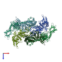 PDB entry 4ddq coloured by chain, top view.