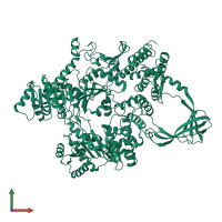 PDB entry 4ddt coloured by chain, front view.