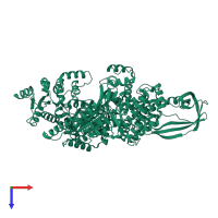PDB entry 4ddt coloured by chain, top view.