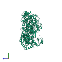 PDB entry 4ddu coloured by chain, side view.
