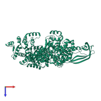 PDB entry 4ddu coloured by chain, top view.