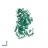 PDB entry 4ddw coloured by chain, side view.