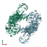 PDB entry 4ddx coloured by chain, front view.