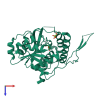 PDB entry 4ddz coloured by chain, top view.