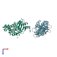 PDB entry 4de1 coloured by chain, top view.