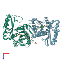 PDB entry 4de5 coloured by chain, top view.