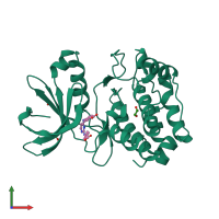 PDB entry 4dea coloured by chain, front view.