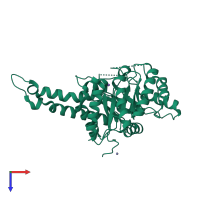 PDB entry 4def coloured by chain, top view.