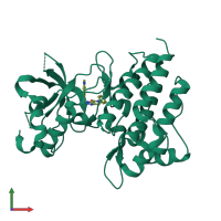 PDB entry 4deh coloured by chain, front view.