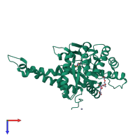 PDB entry 4del coloured by chain, top view.