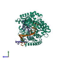 PDB entry 4df8 coloured by chain, side view.