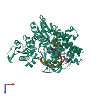 PDB entry 4df8 coloured by chain, top view.