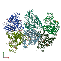 PDB entry 4df9 coloured by chain, front view.