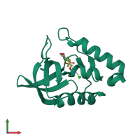 PDB entry 4dfa coloured by chain, front view.