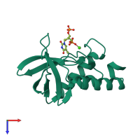 PDB entry 4dfa coloured by chain, top view.