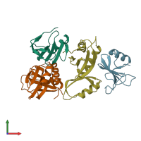 PDB entry 4dfc coloured by chain, front view.