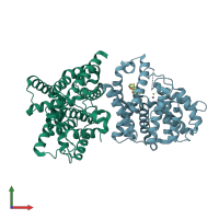 PDB entry 4dff coloured by chain, front view.