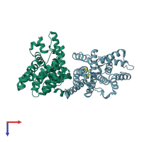 PDB entry 4dff coloured by chain, top view.