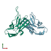 PDB entry 4dfh coloured by chain, front view.