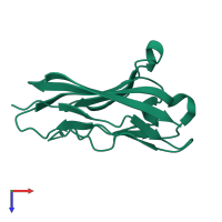 PDB entry 4dfi coloured by chain, top view.