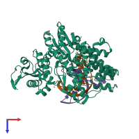 PDB entry 4dfj coloured by chain, top view.