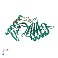 PDB entry 4dfw coloured by chain, top view.