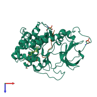 PDB entry 4dfz coloured by chain, top view.