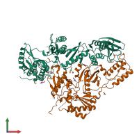 PDB entry 4dg1 coloured by chain, front view.