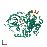 PDB entry 4dg3 coloured by chain, front view.