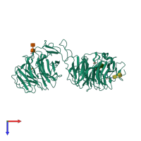 PDB entry 4dg6 coloured by chain, top view.