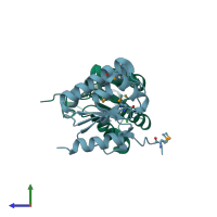 PDB entry 4dgf coloured by chain, side view.