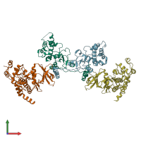 PDB entry 4dgl coloured by chain, front view.