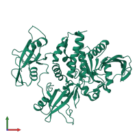 PDB entry 4dgp coloured by chain, front view.