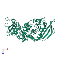 PDB entry 4dgp coloured by chain, top view.