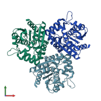 PDB entry 4dgq coloured by chain, front view.