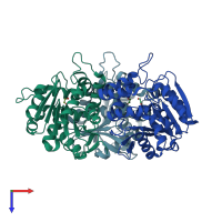 PDB entry 4dgq coloured by chain, top view.