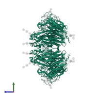 Neuraminidase in PDB entry 4dgr, assembly 1, side view.