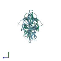 PDB entry 4dgu coloured by chain, side view.