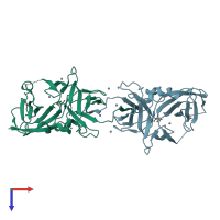 PDB entry 4dgu coloured by chain, top view.