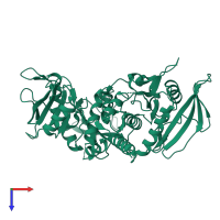 PDB entry 4dgx coloured by chain, top view.