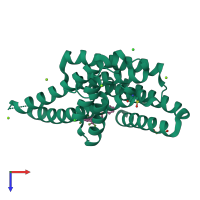PDB entry 4dhp coloured by chain, top view.