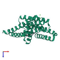PDB entry 4dht coloured by chain, top view.