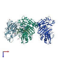 PDB entry 4di2 coloured by chain, top view.